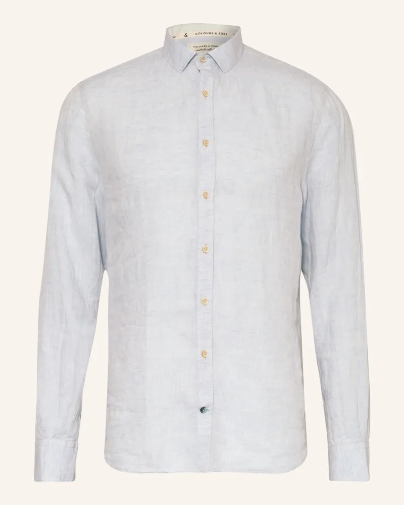 colours & sons Leinenhemd Regular Fit Hellblau