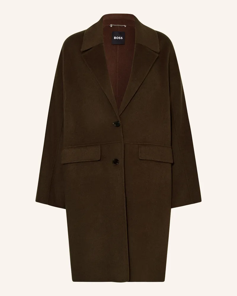 HUGO BOSS Oversized-Wollmantel Cattina gruen Khaki