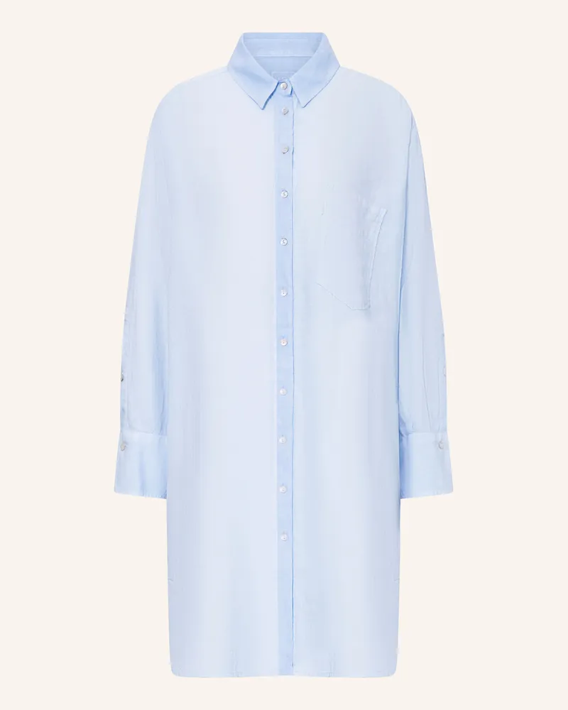 120% Lino Hemdblusenkleid aus Leinen Hellblau