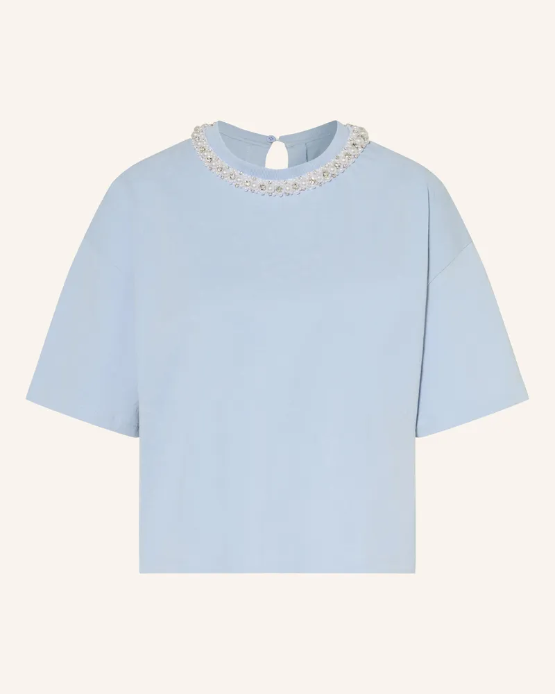 Maje T-Shirt Mit Schmucksteinen Und Schmuckperlen blau Hellblau