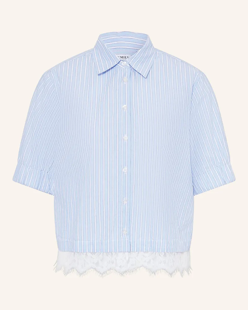 Emily van den Bergh Hemdbluse mit Spitze Hellblau