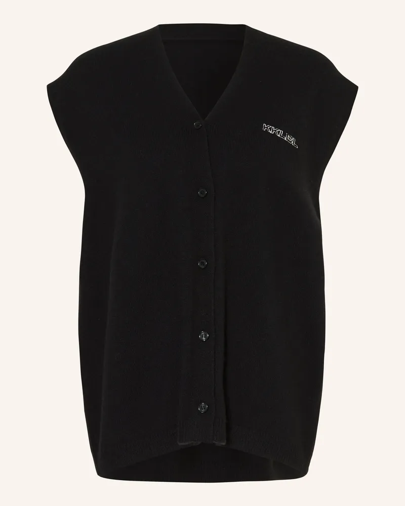 Karo Kauer Strickweste Schwarz