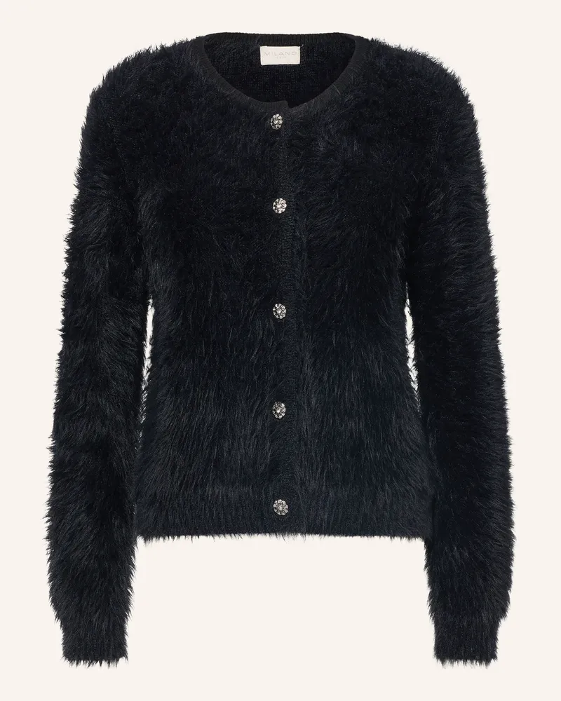 Milano Italy Strickjacke Mit Schmucksteinen schwarz Schwarz