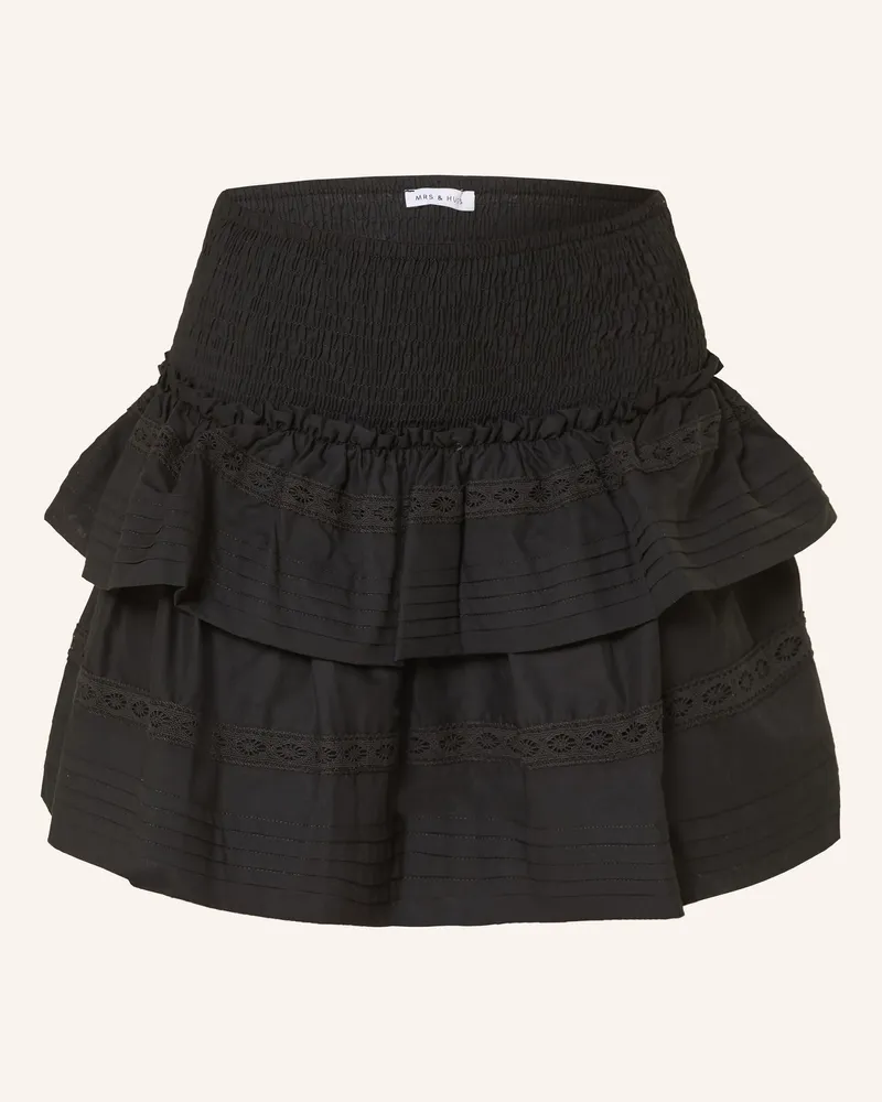 Mrs & HUGS Rock mit Spitze und Rüschen Schwarz