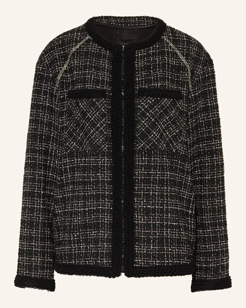 HUGO BOSS Kastenjacke JINIANA aus Tweed Schwarz