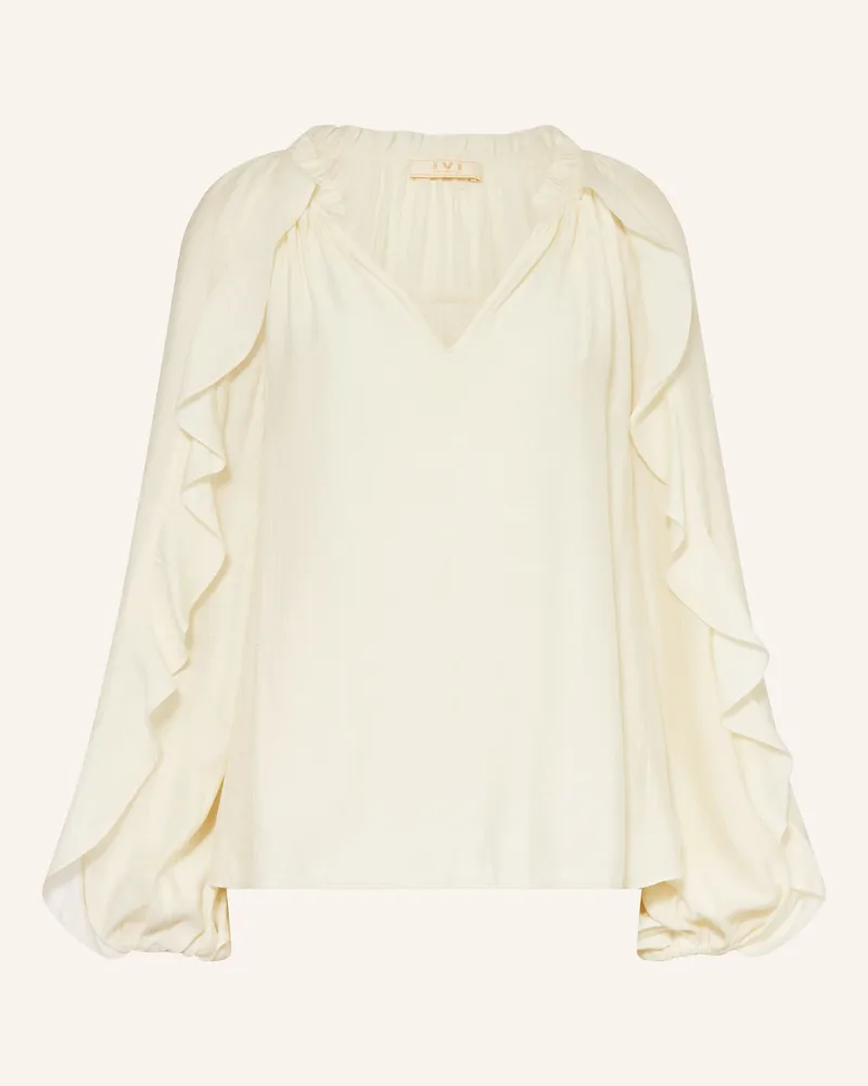 IVI Collection Blusensirt Mit Volants weiss Ecru