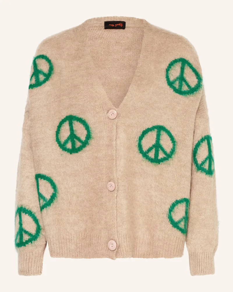 Miss Goodlife Strickjacke mit Alpaka Hellbraun
