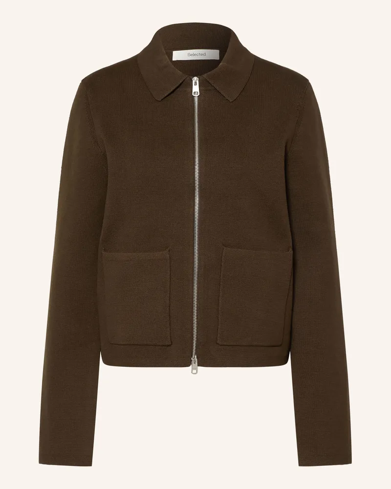 Selected Strickjacke braun Dunkelbraun