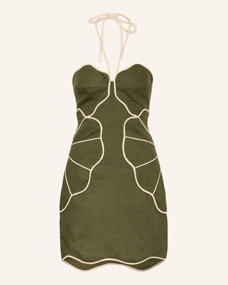 FARM Rio Kleid Green Wavy Mit Leinen gruen Oliv