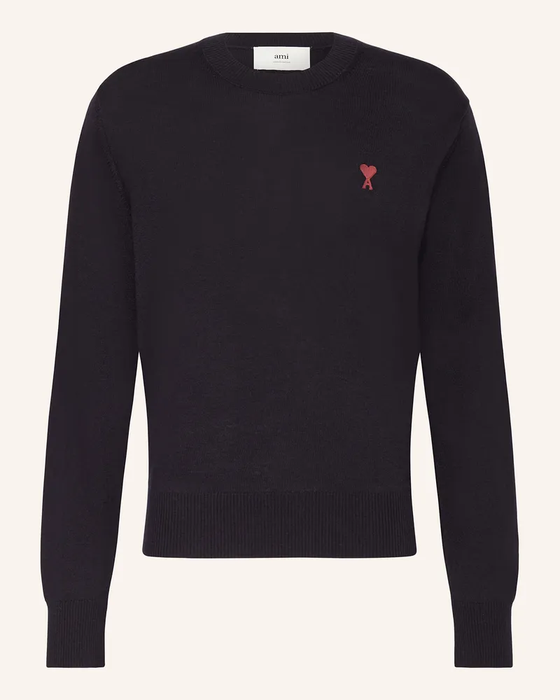 AMI Paris Pullover aus Merinowolle Dunkelblau