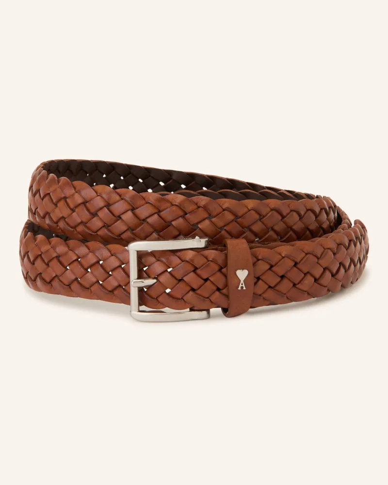 AMI Paris Flechtgürtel Aus Leder braun Braun