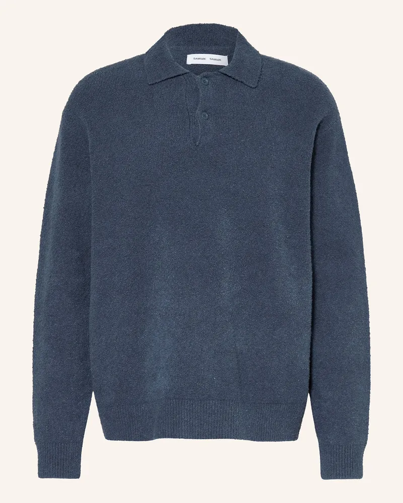 Samsøe & Samsøe Strick-Poloshirt Sanino blau Dunkelblau