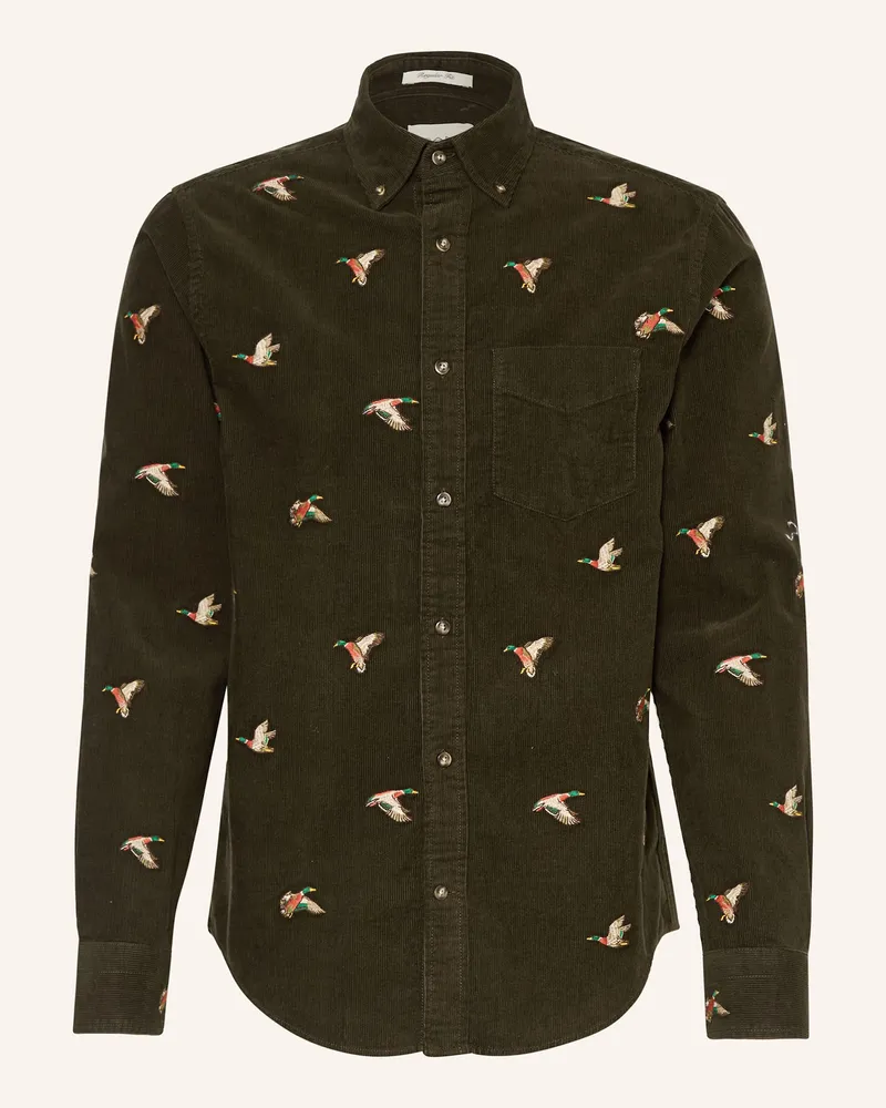Gant Cordhemd Regular Fit Dunkelgrün