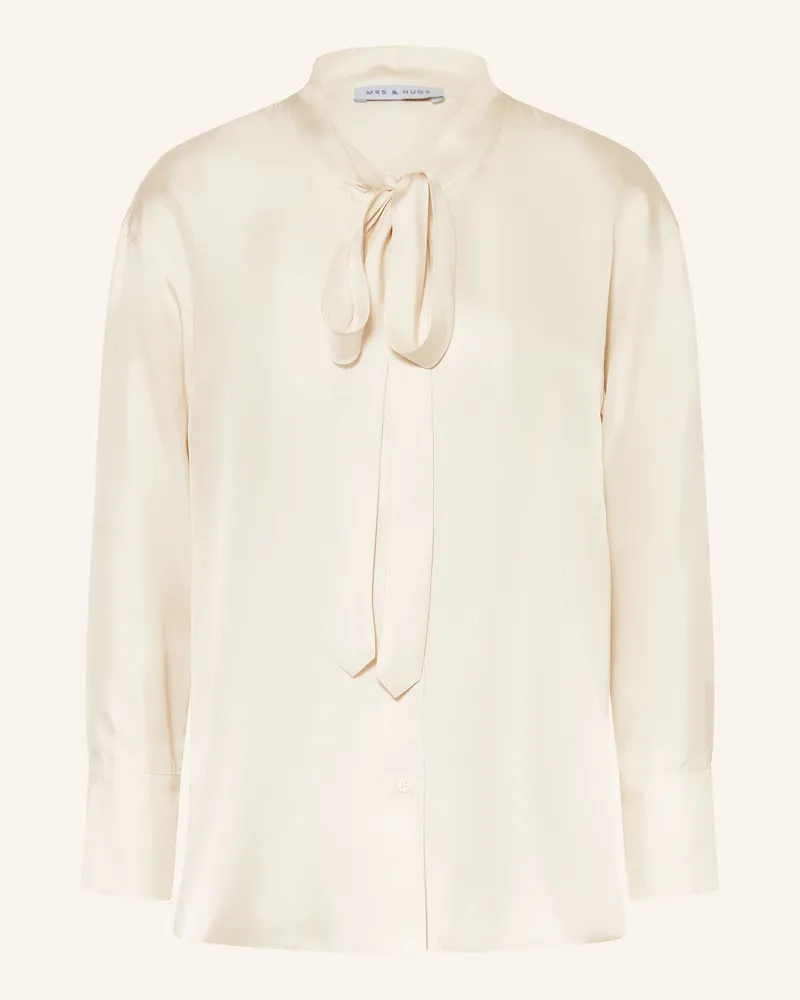 Mrs & HUGS Schluppenbluse aus Seide Creme