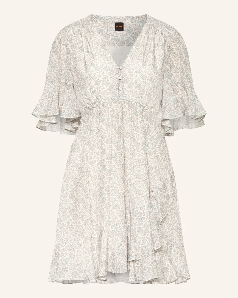HUGO BOSS Kleid Dalizia Mit Volants beige Weiss