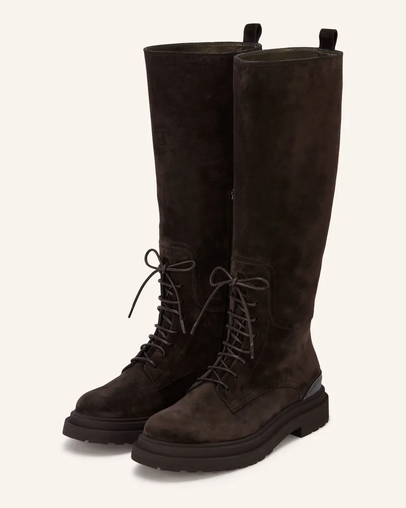 Brunello Cucinelli Stiefel Mit Schmuckperlen braun Dunkelbraun