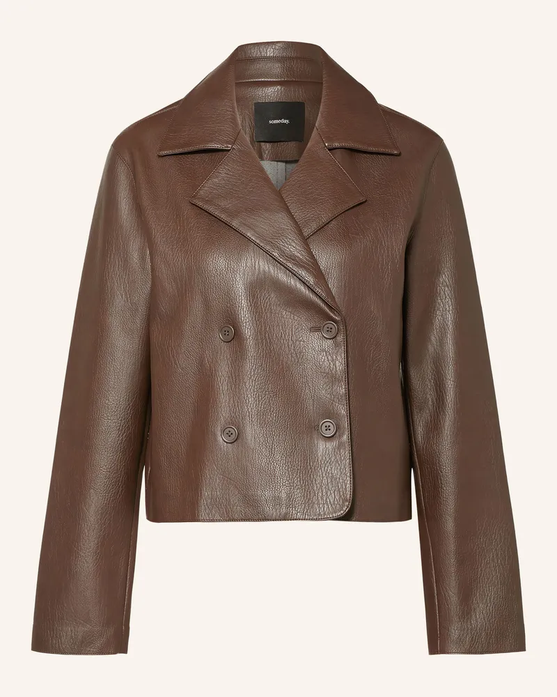 someday. Kastenjacke Neala In Lederoptik beige Dunkelbraun