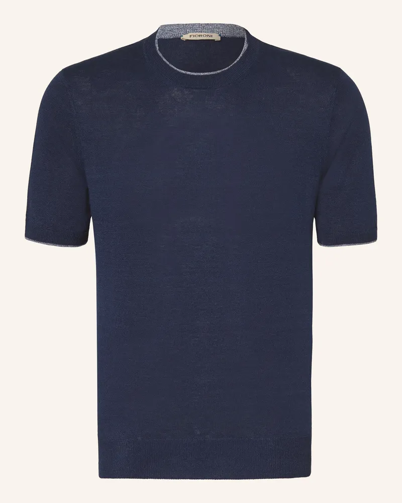 FIORONI Strickshirt Mit Leinen blau Dunkelblau