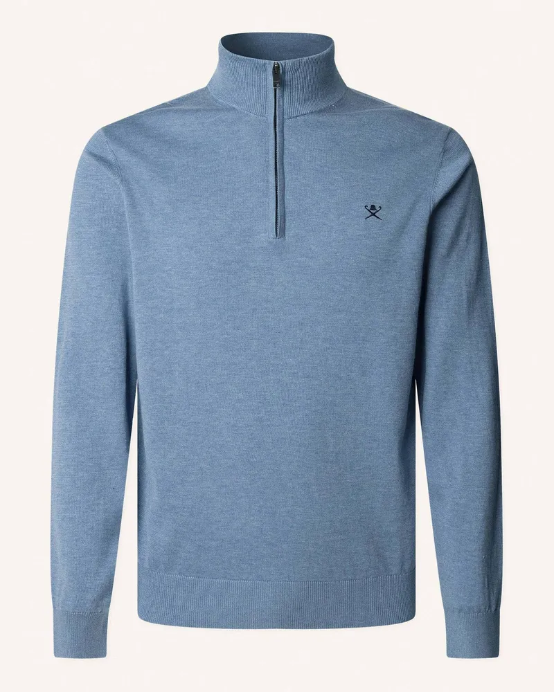 Hackett Pullover COTTON SILK HZIP Blau