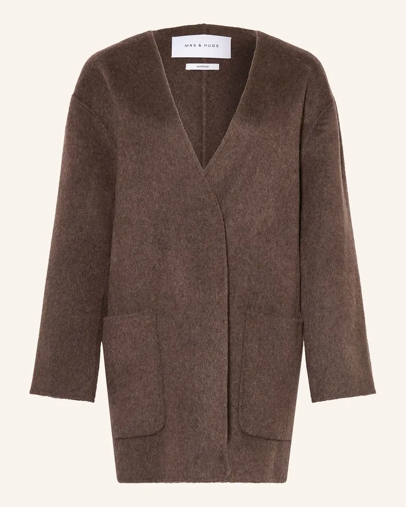 Mrs & HUGS Wollmantel Dunkelbraun