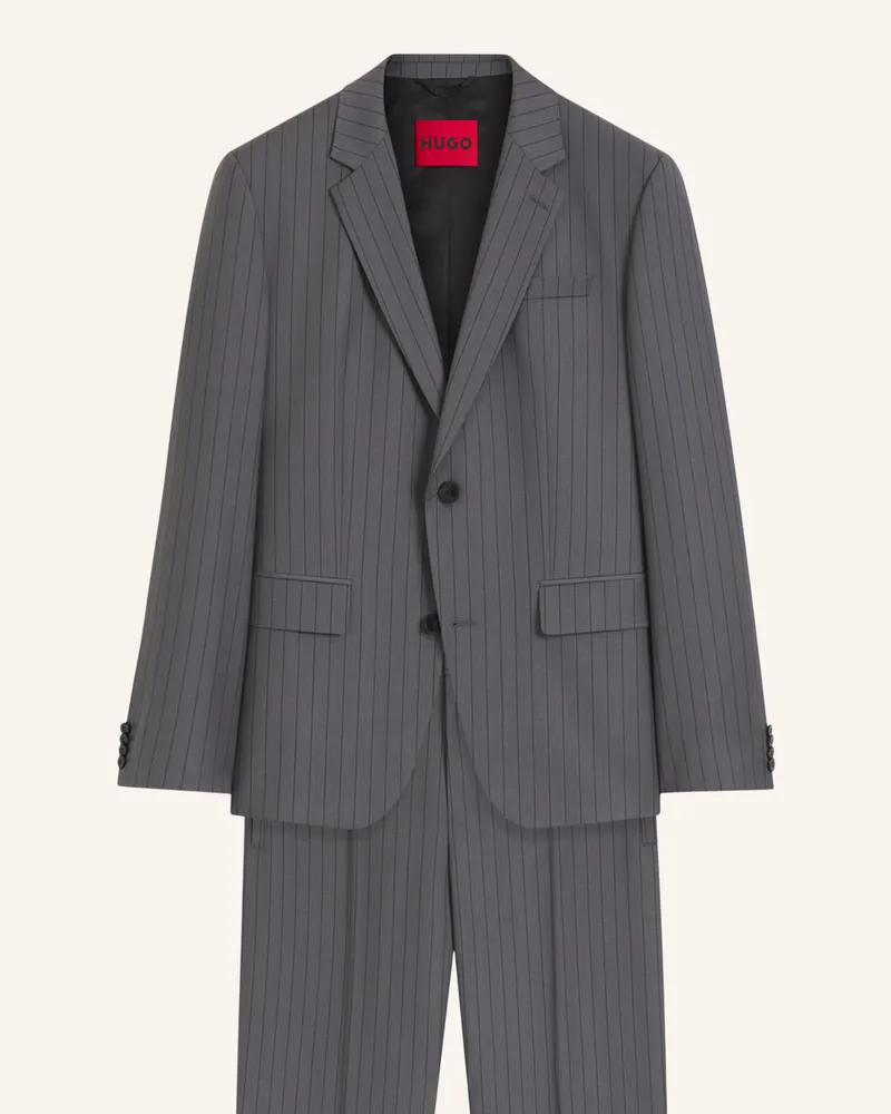 HUGO BOSS Business Anzug Henry-gatur263x Slim Fit grau Dunkelgrau