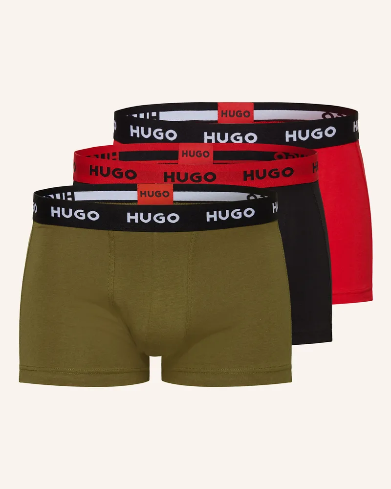 HUGO BOSS 3er-Pack Boxershorts rot Khaki