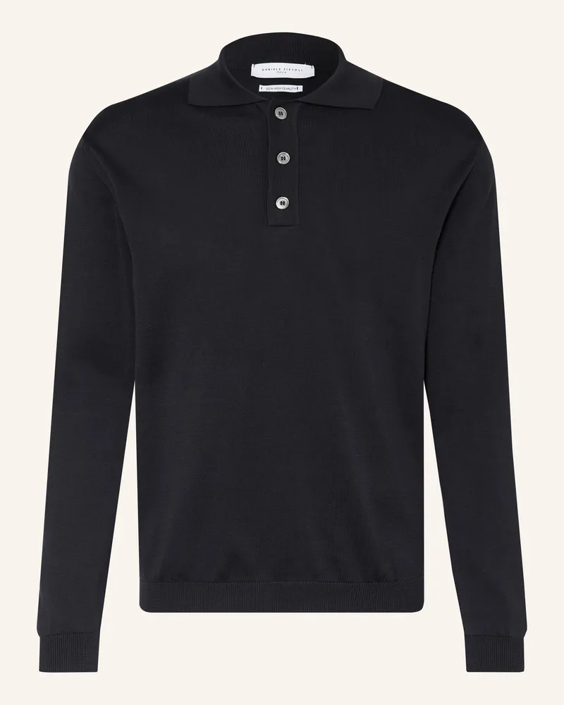 Daniele Fiesoli Strick-Poloshirt Giza blau Schwarz