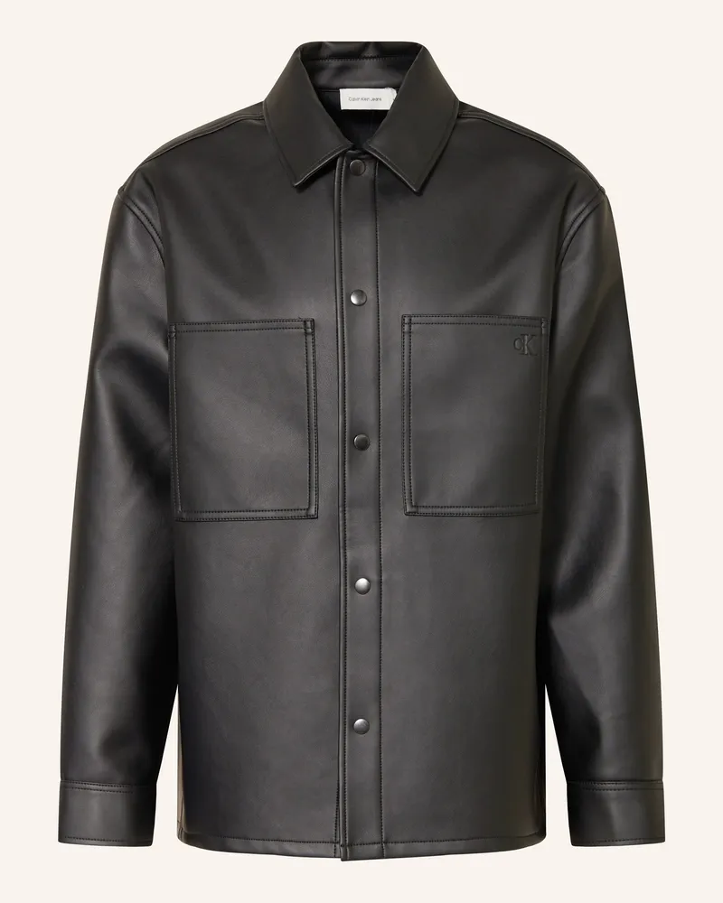 Calvin Klein Overshirt in Lederoptik Schwarz