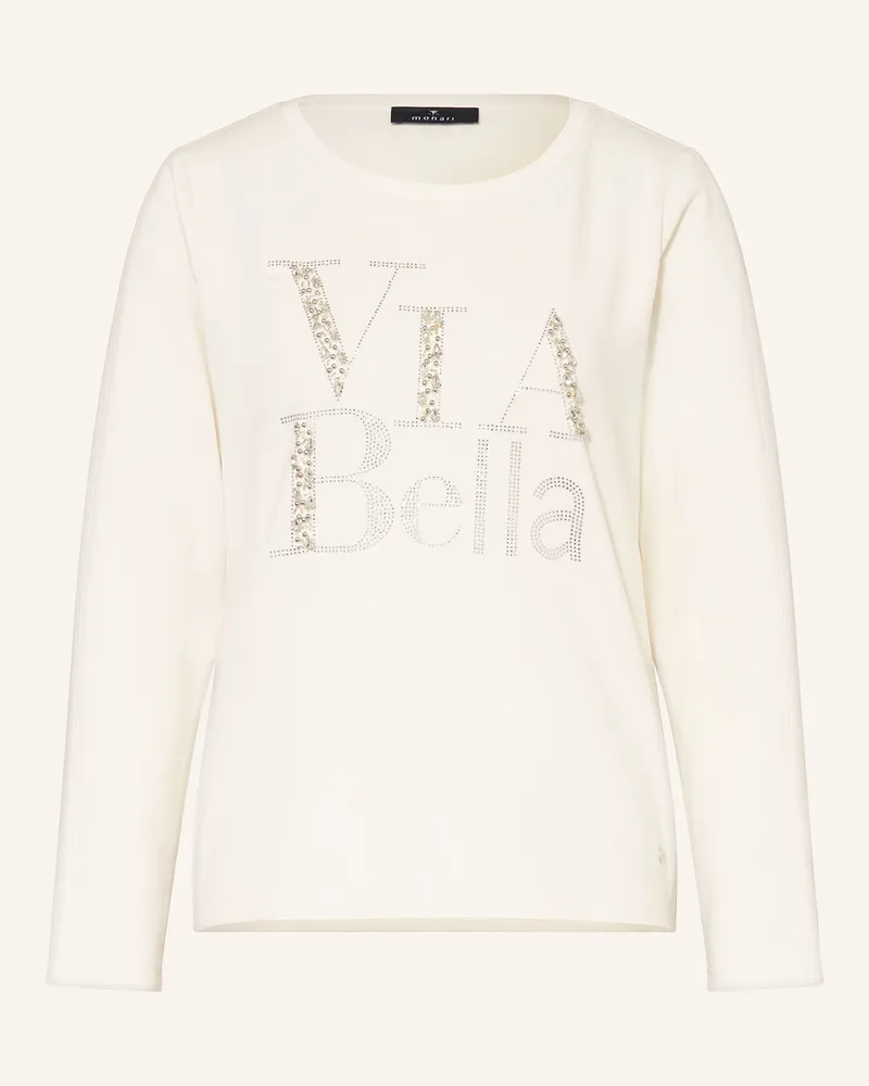 monari Longsleeve mit Schmucksteinen Ecru