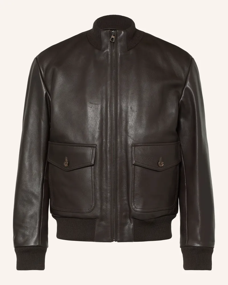 HUGO BOSS Lederblouson Mason braun Dunkelbraun