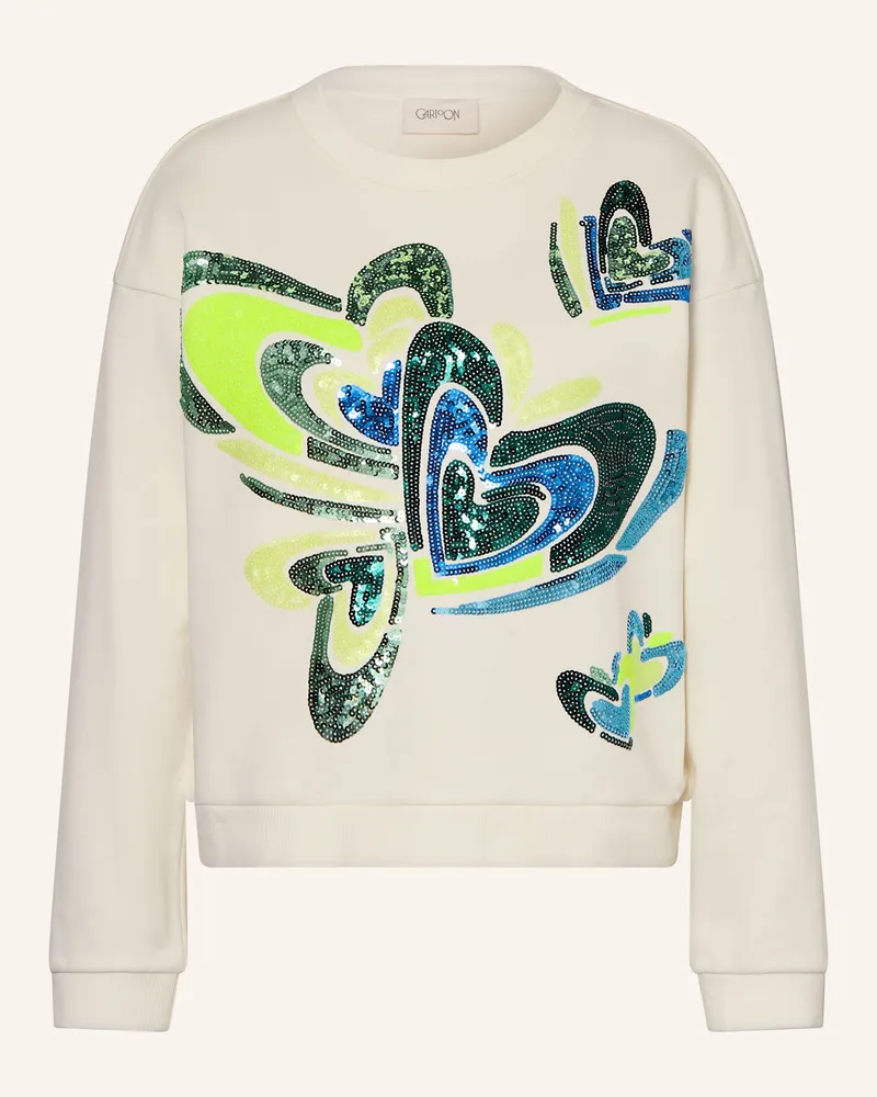 Cartoon Sweatshirt Mit Pailletten weiss Ecru