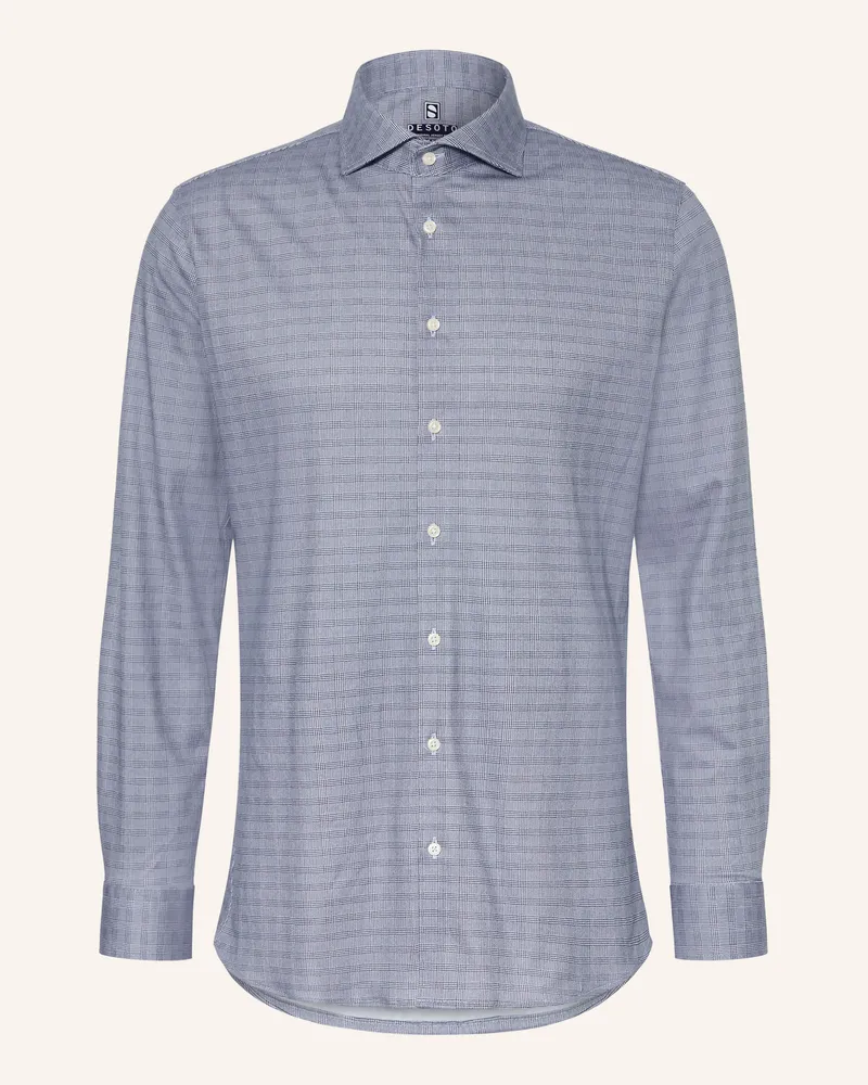 DESOTO Jerseyhemd Slim Fit blau Weiss
