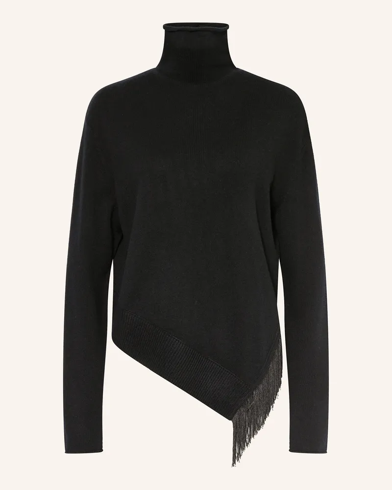 Dorothee Schumacher Rollkragenpullover Fringe Statement Mit Cashmere schwarz Schwarz