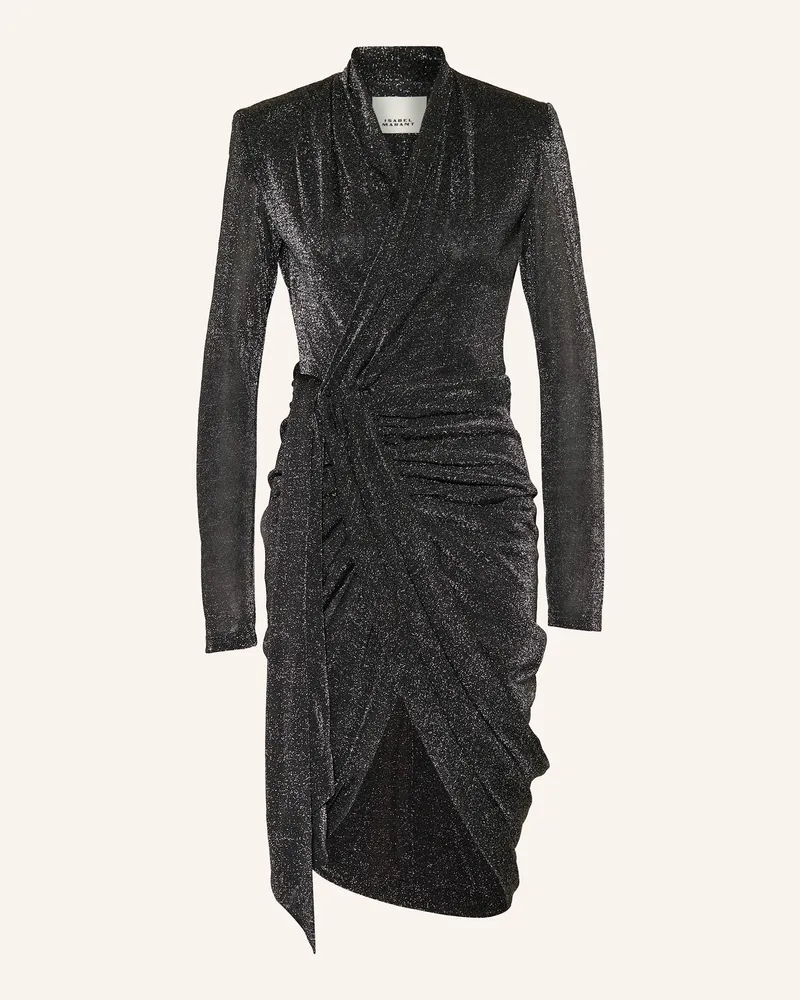 Isabel Marant Strickkleid CLEORA in Wickeloptik mit Glitzergarn Schwarz