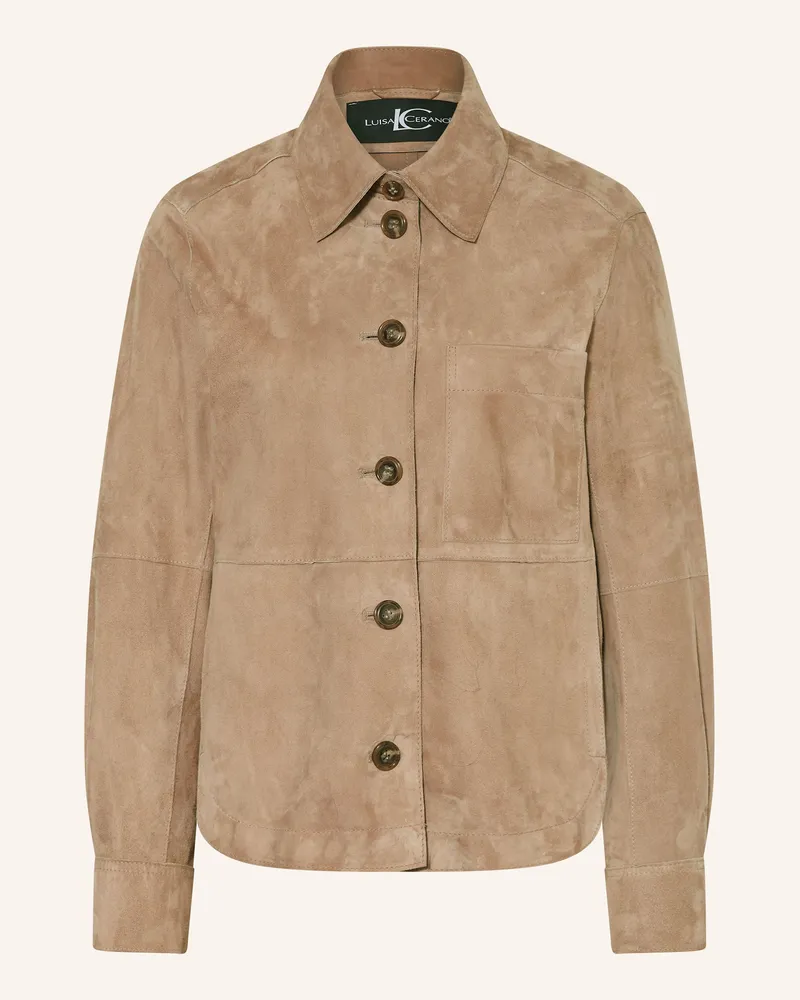 Luisa Cerano Leder-Overjacket Hellbraun