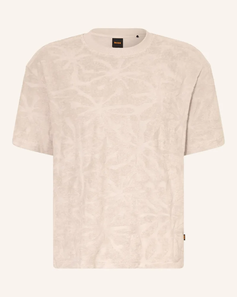 HUGO BOSS T-Shirt Flower Aus Frottee beige Beige