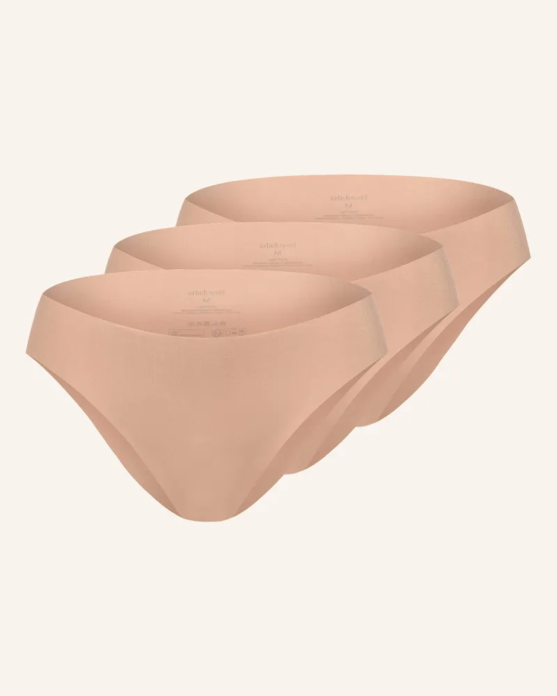 Ehrlich Textil 3er Pack Casual Cotton Brazil Slip Aus Bio-Baumwolle - Nahtlose Kanten braun Rosa