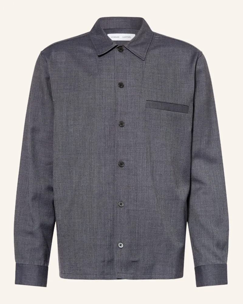 Samsøe & Samsøe Overshirt Sadamon blau Dunkelgrau