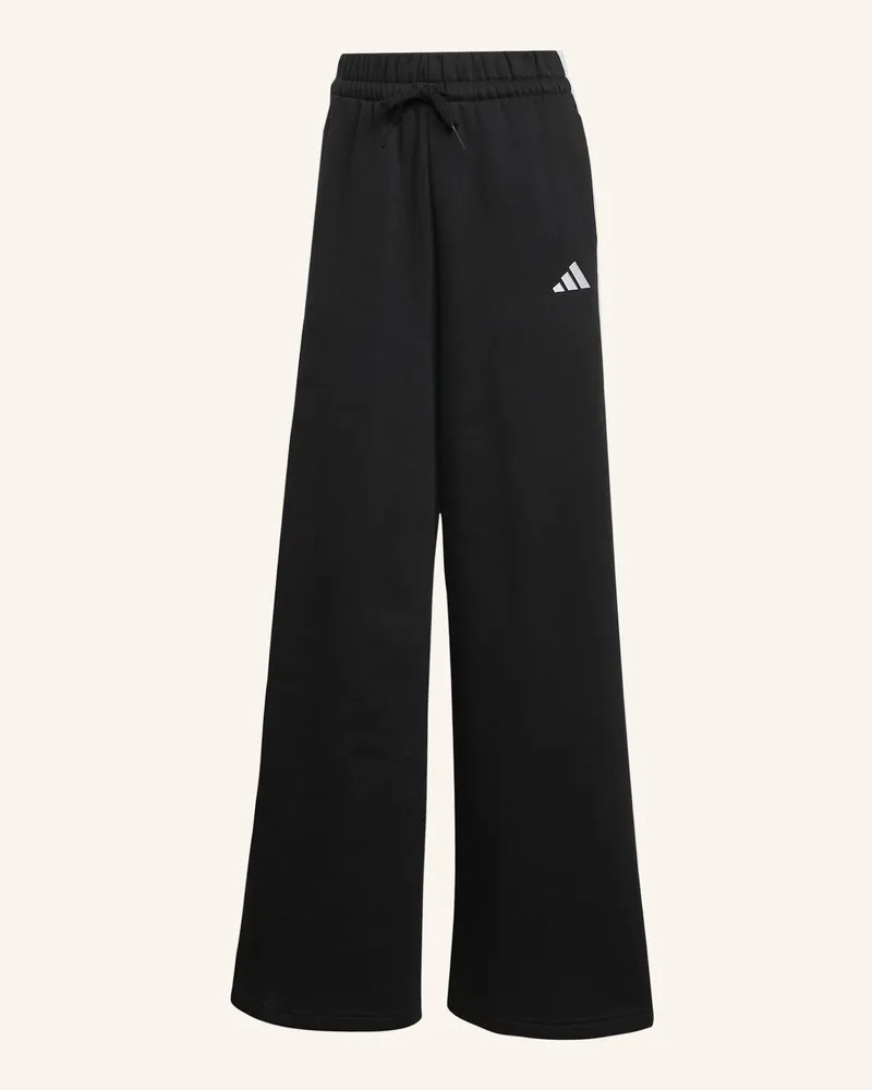 adidas Adidas 3-Streifen Fleecehose, Weit Geschnitten schwarz Schwarz