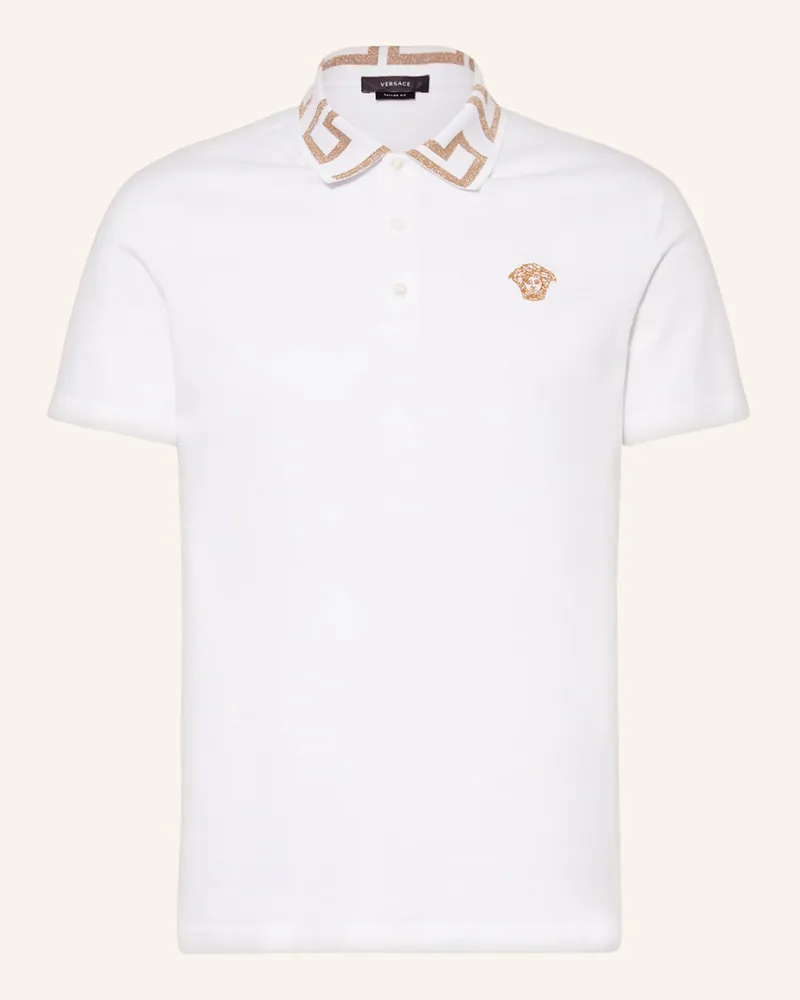 Versace Piqué-Poloshirt Taylor Fit Weiss