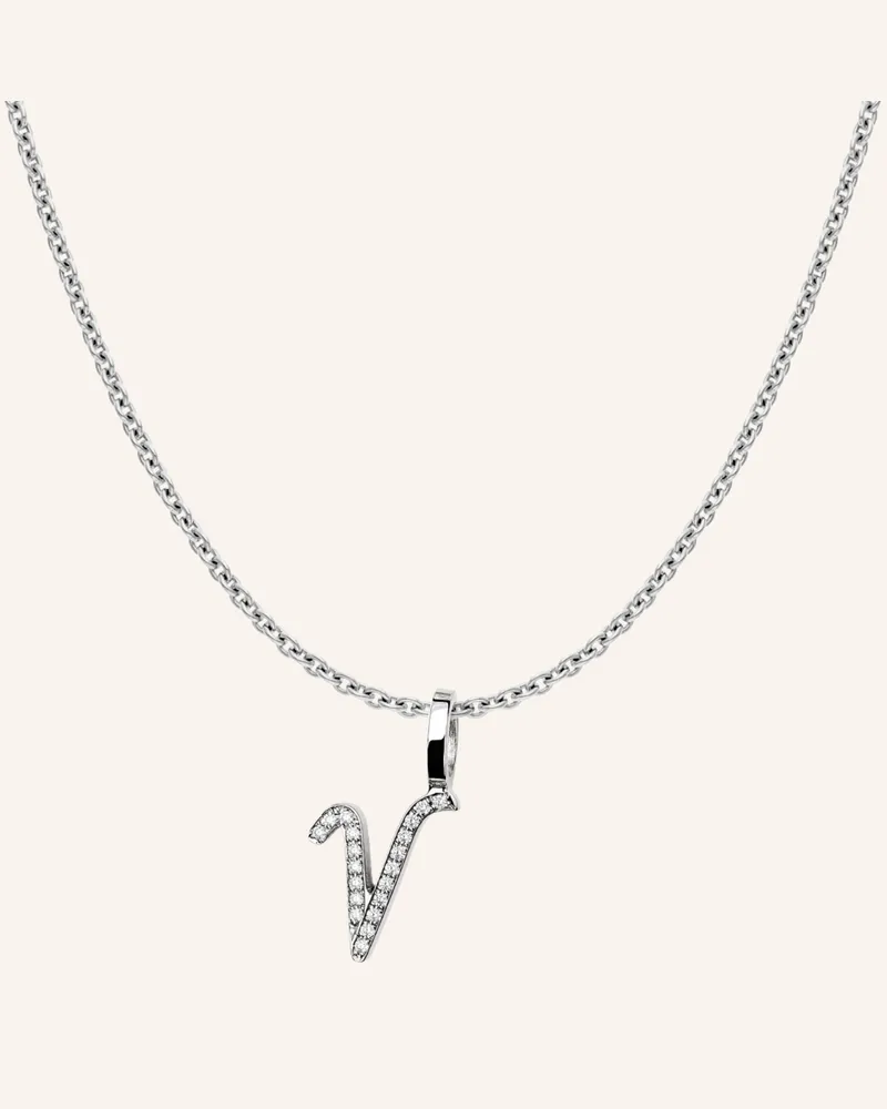 CADA Kette TINY DIAMOND LETTER V Weissgold