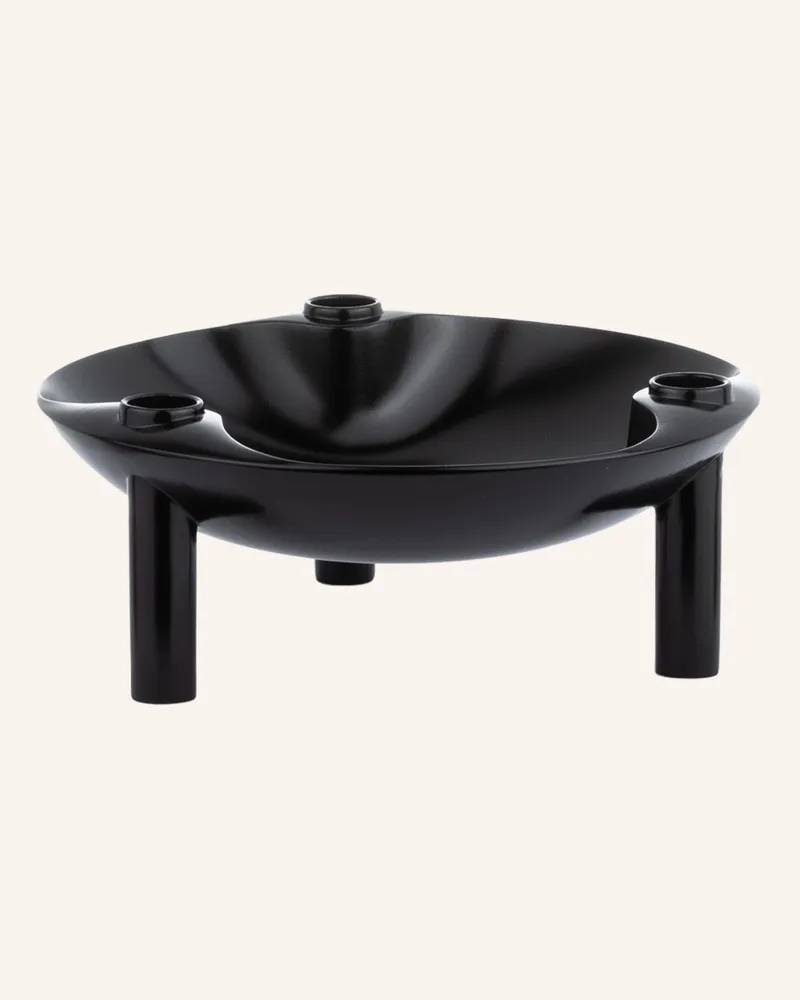 STOFF Nagel Kerzenhalter Mit Schale schwarz Schwarz