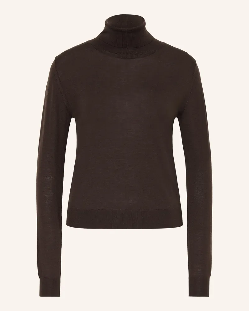 Mrs & HUGS Rollkragenpullover Aus Merinowolle braun Dunkelbraun