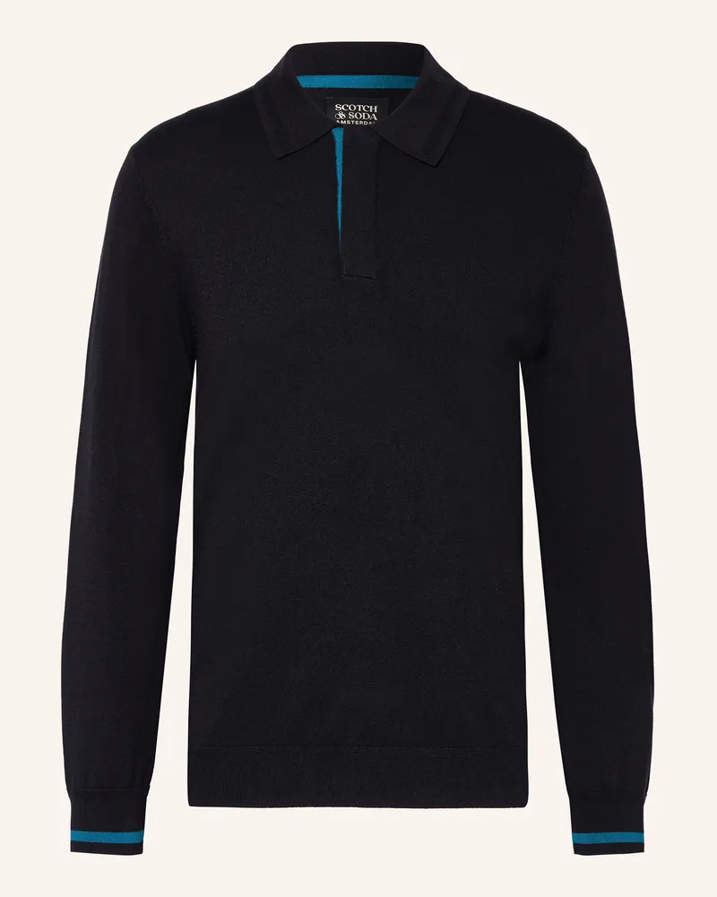 Scotch&Soda Strick-Poloshirt Dunkelgrau