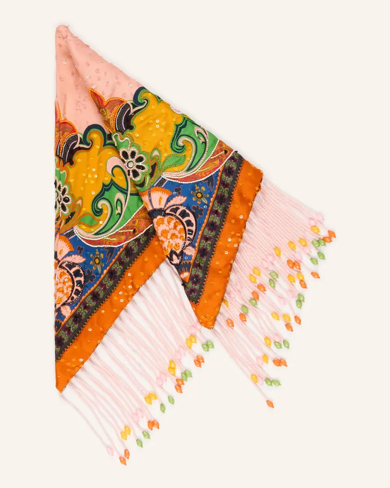 Etro Dreieckstuch aus Seide mit Pailletten Rosé