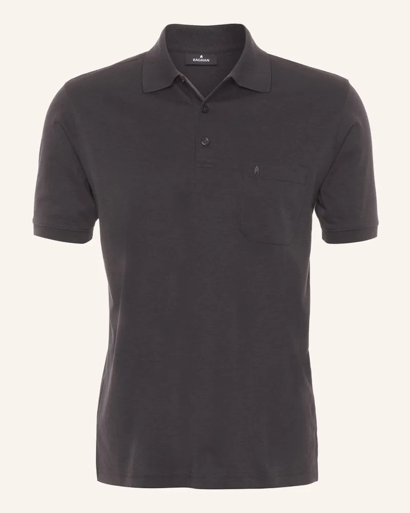 Ragman Piqué-Poloshirt grau Anthrazit