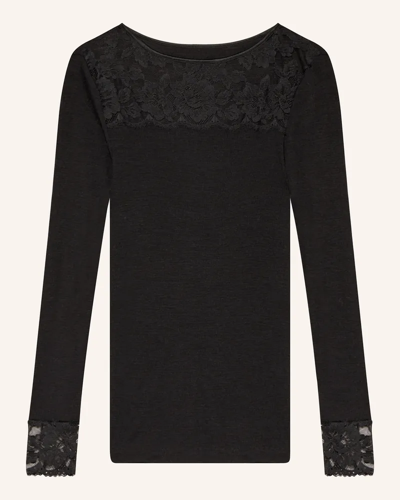 Mey Longsleeve Serie WOOL LOVE aus Merinowolle mit Seide Schwarz