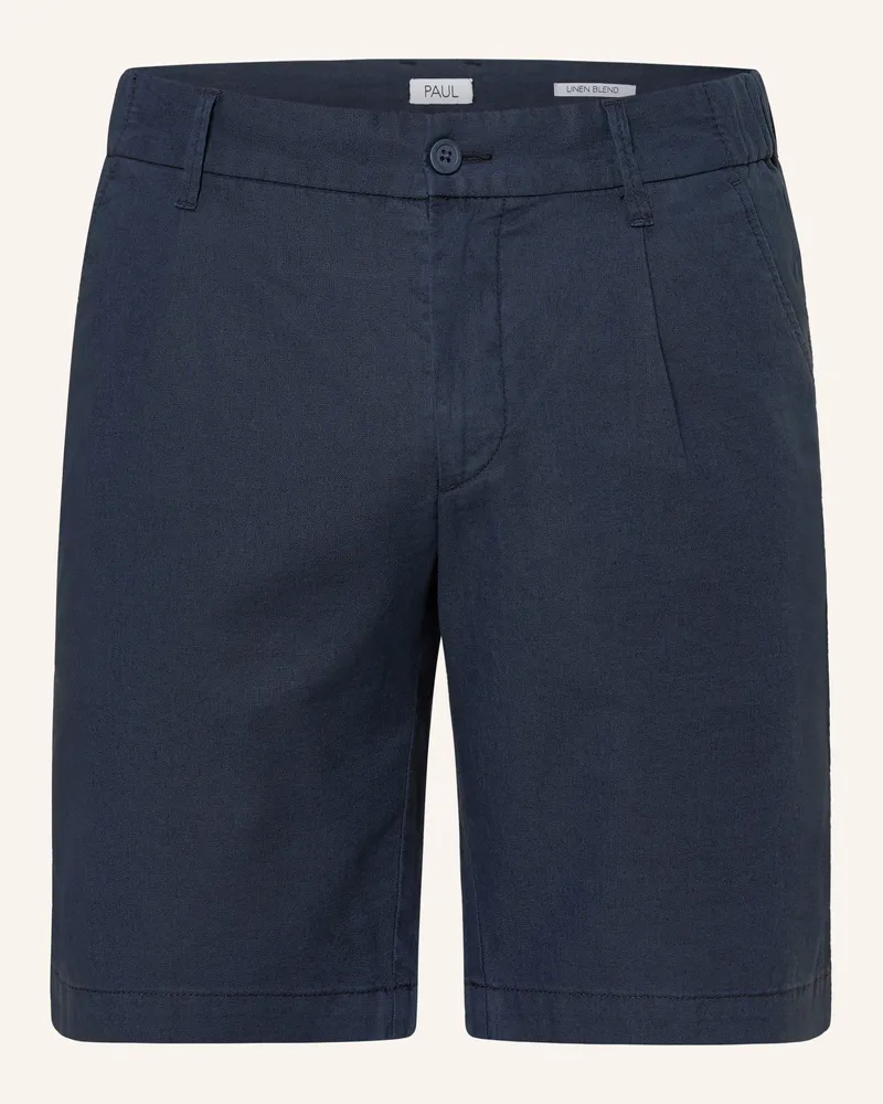 paul Chinoshorts Comfort Fit Mit Leinen blau Dunkelblau