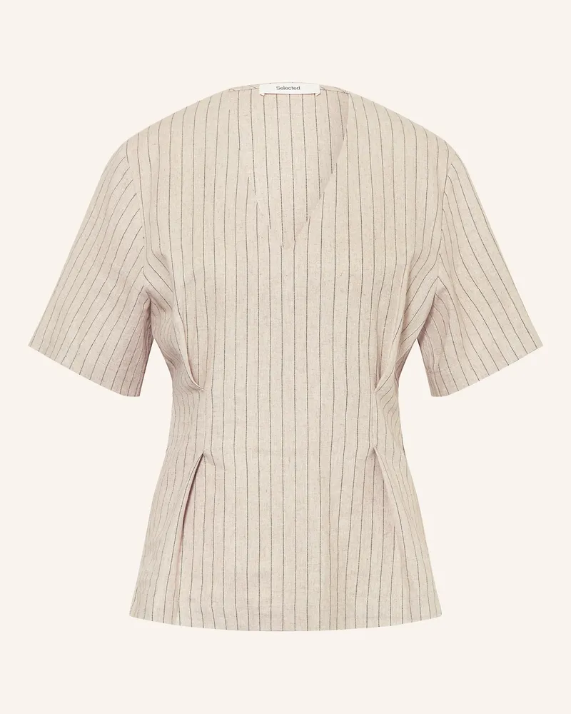 Selected Blusenshirt mit Leinen Beige