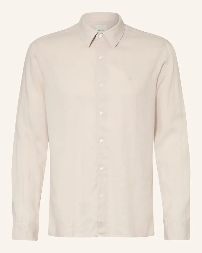 Calvin Klein Hemd Classic Fit Mit Leinen beige Beige